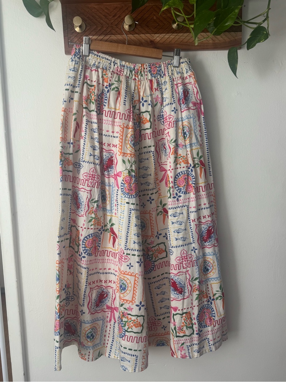 Boho Patchwork Print Midi Skirt - Multicolor